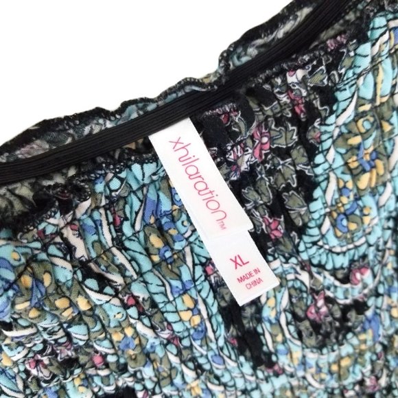 Xhilaration Paisley Off-the-Shoulder Smocked Dress - Picture 11 of 12